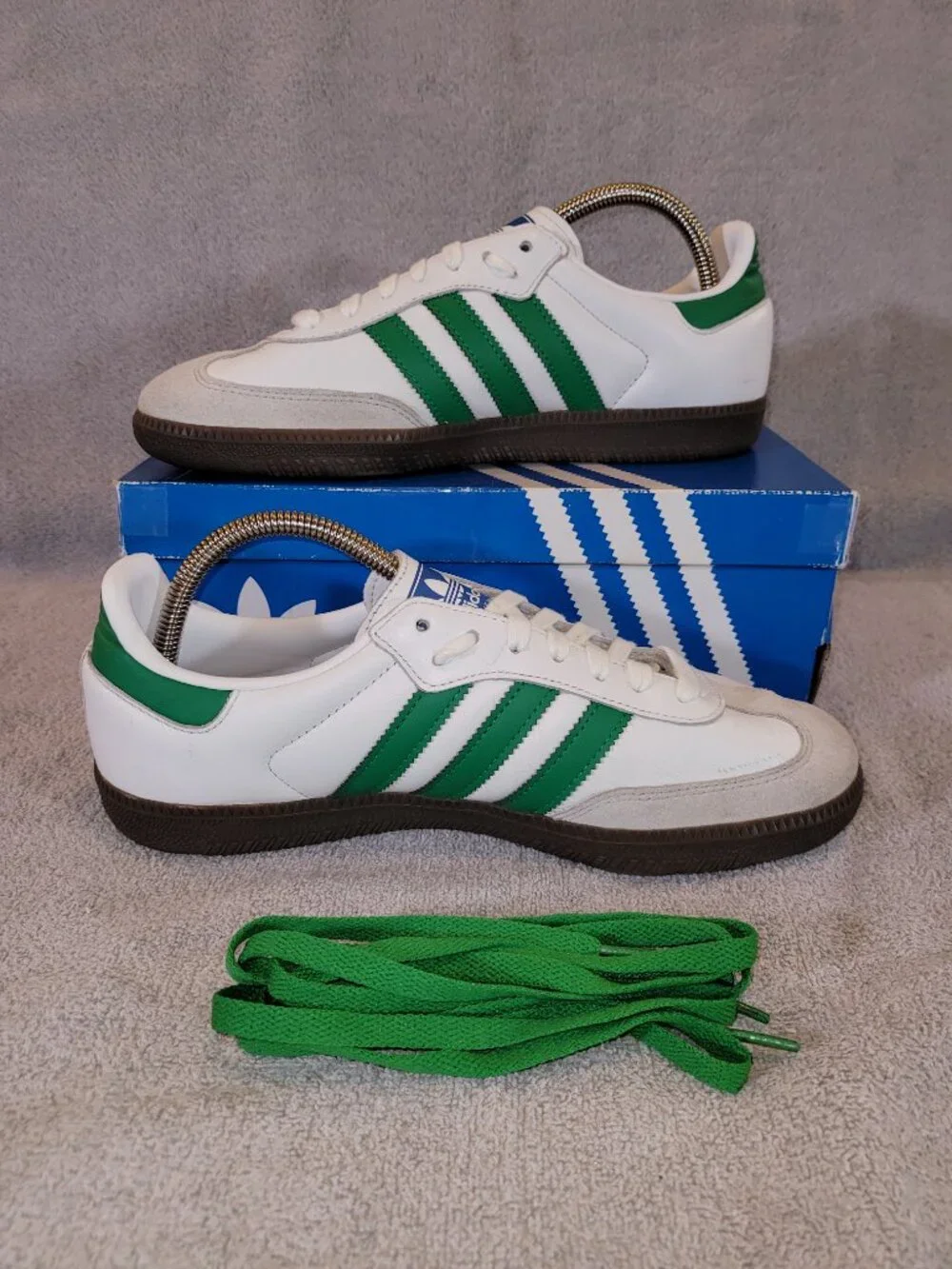 Adidas Originals Samba OG Men's Cloud White Green IG1024 Size 8 Sneakers (#2143)